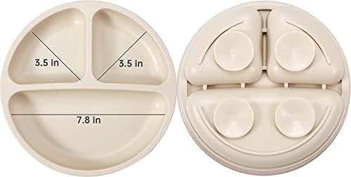 Silikonski set za hranjenje beba / 2 podijeljene usisne čaše | 2 zdjele za usisavanje + 2 male šalice s 2 žlice | osvijetljeni