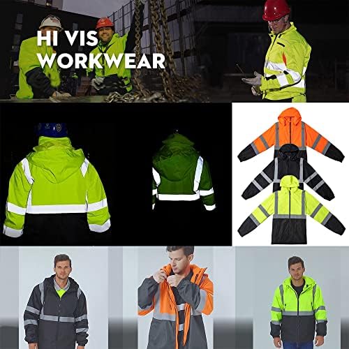 Yoweshop visoke vidljivosti reflektirajuća zimska jakna za sigurnost jakne za muškarce hi vis građevinske jakne