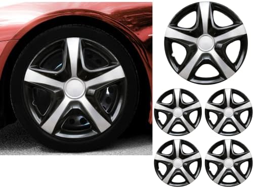 16 -inčni pucanje na hubcaps kompatibilno s nissan - set od 4 obruka naplatka za 16 inčne kotače - crno -sive