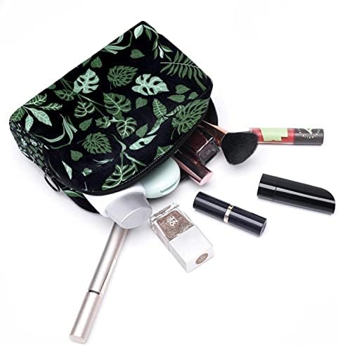 TBOUOBT Pokloni za muškarce Žene šminke Toaletne torbice Male kozmetičke torbe, zeleni ljetni lišće palmi