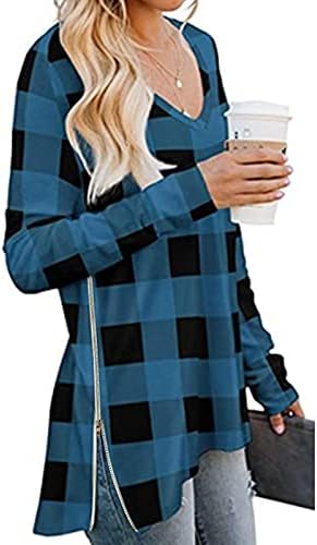 Icodod ženske košulje kauzalne majice s dugim rukavima s dugim rukavima Predimenzionirane majice Flanel majice podijeljene