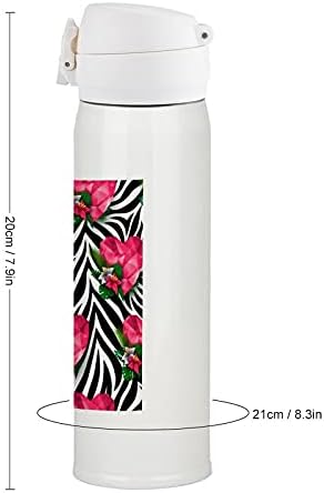 Valentinovo srčana zebra s cvjetovima od nehrđajućeg čelika izolirana boca s vodom šalica čaj za kavu za sportski biciklizam
