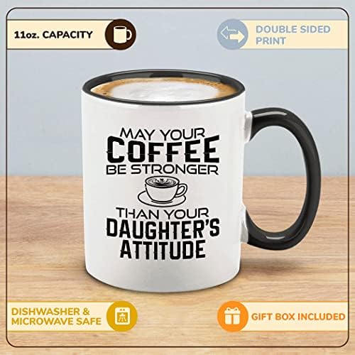 14-inčni neka vaša kava bude jača od raspoloženja vaše kćeri keramička šalica za kavu poklon za Majčin ili Očev dan 11 oz.