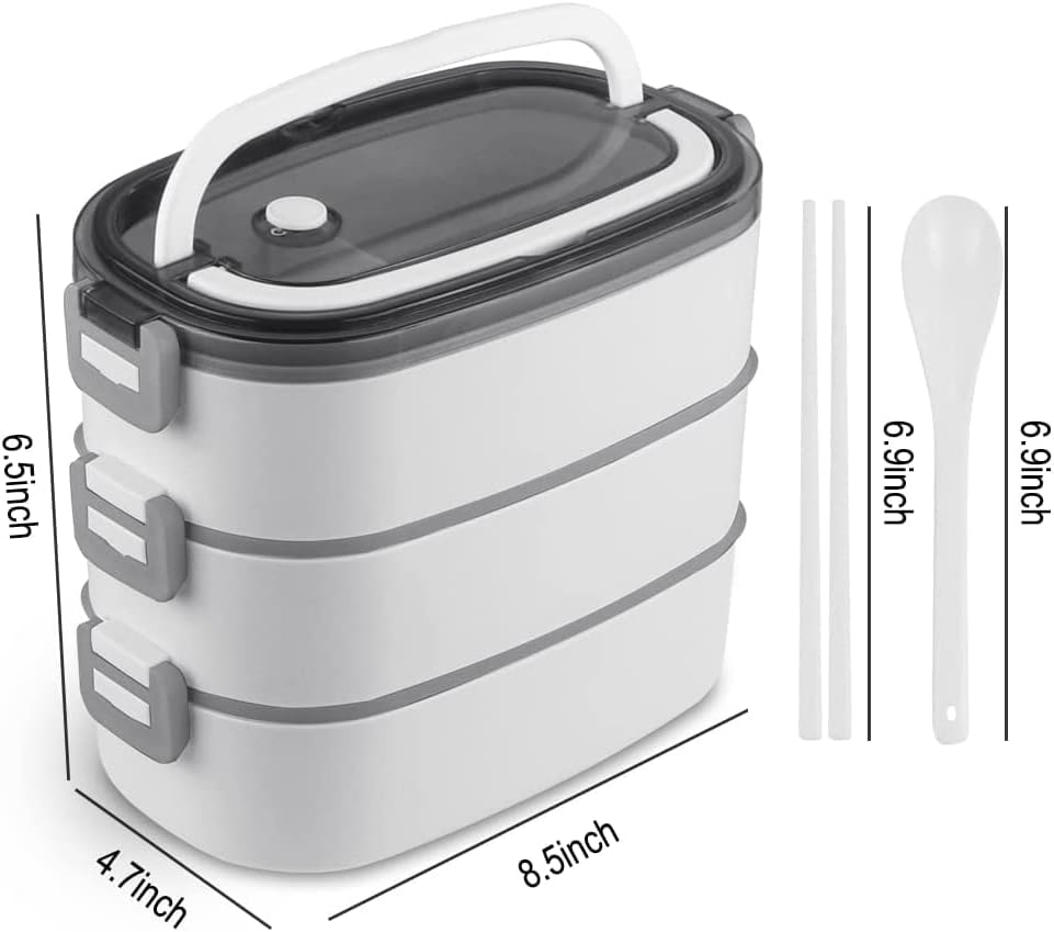NatraProw Velika kutija za ručak za ručak za odrasle, 3 sloja bento kutije za ručak s priborom i razdjelnicima, Bento Box
