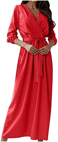Ženska Midi haljina s dugim rukavima S izrezom u obliku slova u, elegantne maturalne vjenčanice s remenom