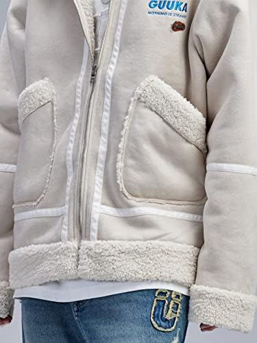 Oshho jakne za žene - Muškarci Pismo grafički dvostruki džep kapljice ramena podrezana jakna