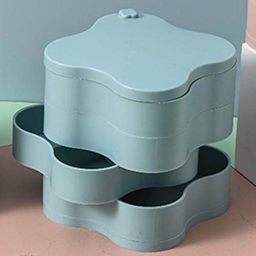 XJJZS rotirajuća kutija za skladištenje nakita, četveroslojni dizajn naušnica od čvrstih boja i kutija za naušnice