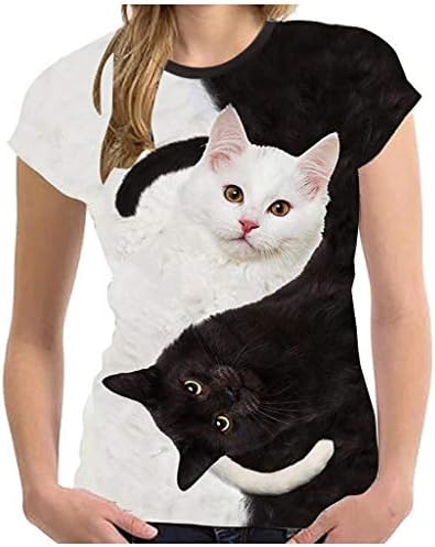 Ženske ljetne modne vrhove 3D print mačića Grafička majica s okruglim vratom kratki rukavi Bluu 2023 casual majice