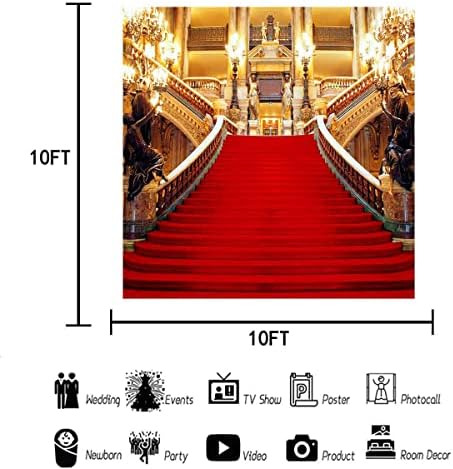 Pozadina zlatne dvorane s crvenim tepihom, pozadina za fotografiranje Pariške operne kuće od 10.10 Stopa, scenografija za