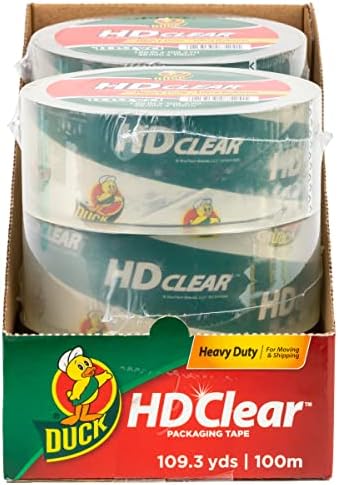 Patka HD Clear teškim trakama za pakiranje, ekstra dugačka 1,88 ”x 109 jardi po kolu, jezgra od 3, 6 koluta