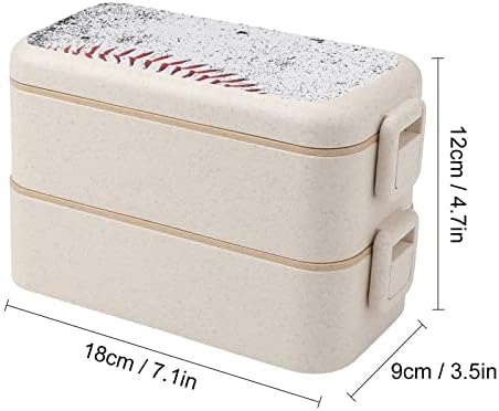 Vintage bejzbol šavovi dvostruko slaganje bento ručka kutija moderni bento kontejner s setom pribor