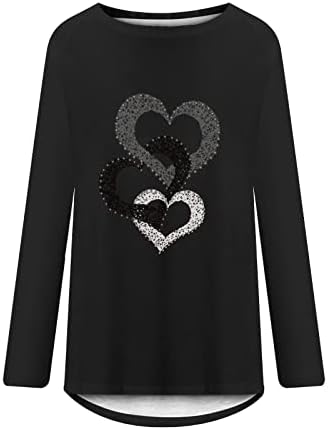 Ladigasu ženske majice s dugim rukavima, geometrija srca tiskana plus vrhovi okrugli vrat casual majice tunike
