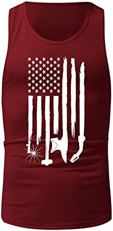 HDDK Dan neovisnosti Patriotski vrhovi tenkova za muške retro USA zastave za zastavu, prsluk za rukavice ljetne struje za