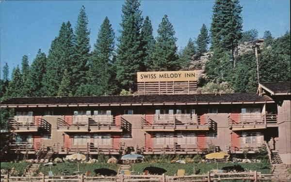 Motel Swiss Melody Inn, blagovaonica, kamp za riblje suvenirnice, Kalifornija CA Originalna vintage razglednica