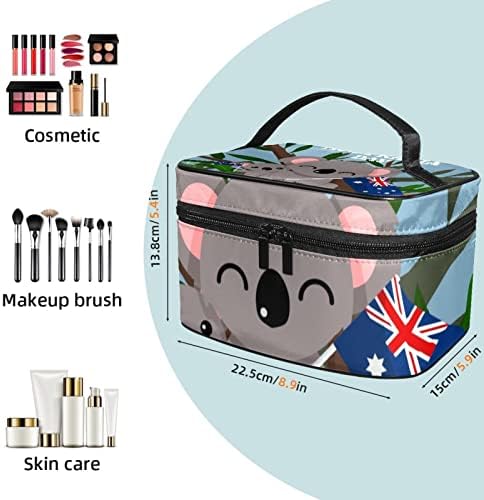 Yoyoamoy torba za putničku šminku s odjeljkom, Happy Australia Day Slatka koala Big kozmetički slučaj Personalizirana kozmetička