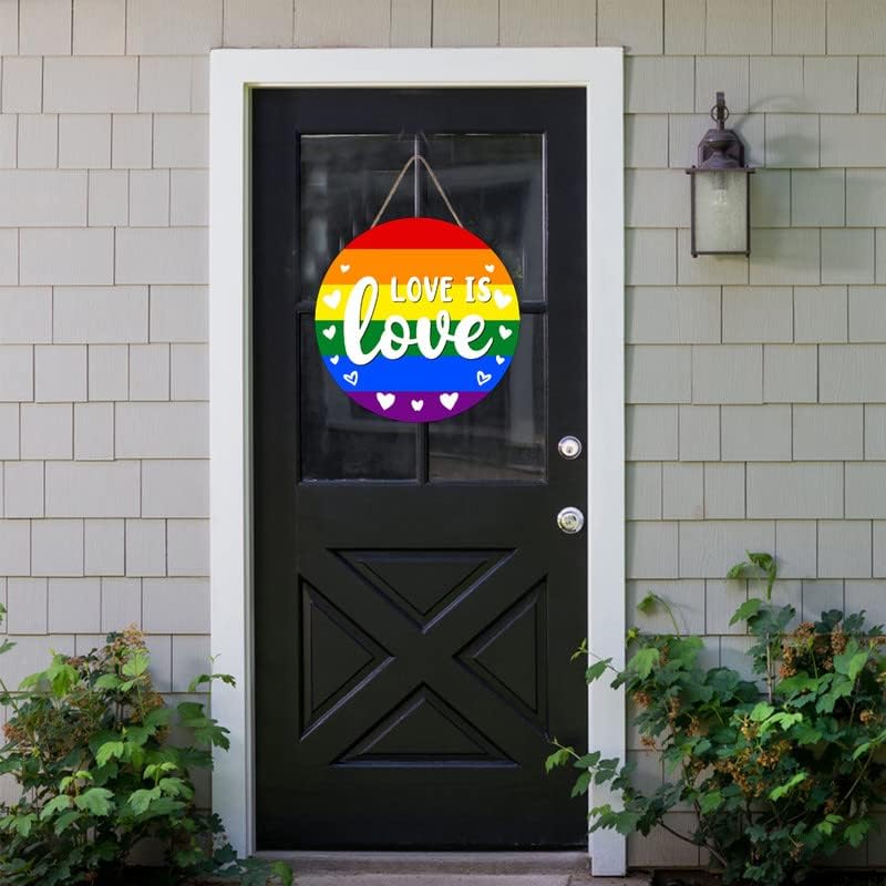 Rainbow drveni popis za gay ponos ljubav je ljubavni kućni znak ukras lgbtq drveni vijenac natpis na vratima Vrata na vratima