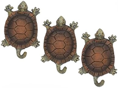 Vrtne kornjače Zidne kuke vješalice od lijevanog željeza Antikni završetak - set od 3