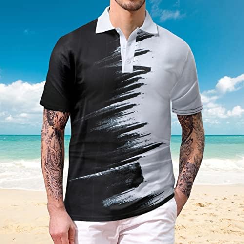 XXBR muške polo majice, gradijent kratkih rukava patchwork casual golf košulja gumb za vrat ljetni sportski tenis majice