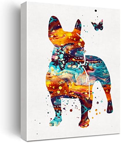 Akvarel francuski buldog platno platno zidna umjetnost kućni ljubimac štene pseće platno tiskanje plakate plakat zidni dekor