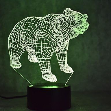 3. Bear Nightlight desktop stolna optička iluzija životinjske svjetiljke 7 boja promjenjiva svjetla LED stolna svjetiljka