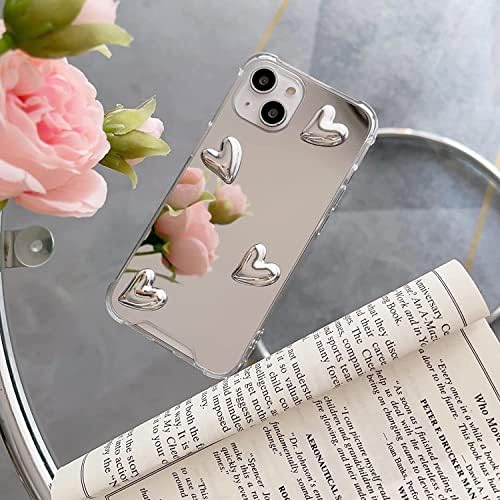 Dimeiya kompatibilna s iPhoneom 12/12 pro futrolom, ogledalo seniorsko srebrno slatko srce soft silikone čisto šminke ogledalo