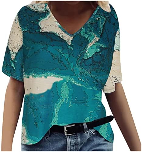Odjeća trendi kratka rukava v vrat pamučna grafička majica za bluzu za žensku majicu ljetne jesenske dame j6 j6