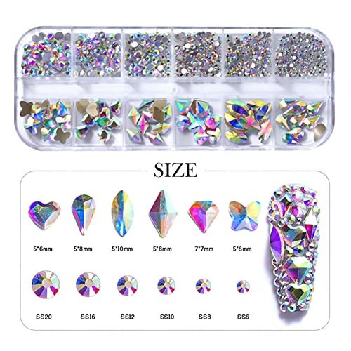 735 komadića noktiju za nokte za nokte ab kristale kamenje za nokte kristali 3d dijamanti za nokte art dekoracije Diy