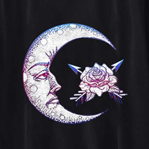 Predimenzionirane grafičke košulje za žene Sunce i Mjesec okrugli vrat kratki rukavi vrh labave fit ljetne bluze tinejdžerke