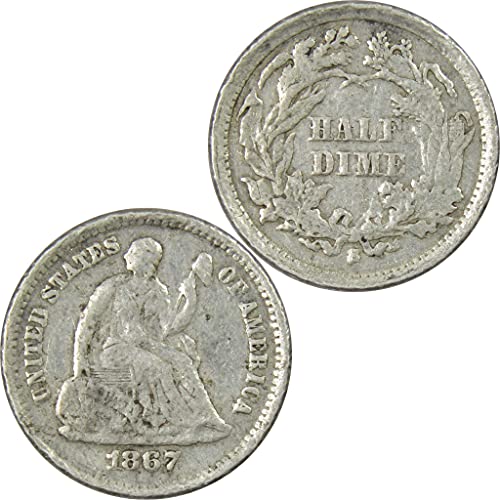 1867. S sjedeći Liberty Half Dime Izuzetno fino 90% Silver 5C SKU: INPC1