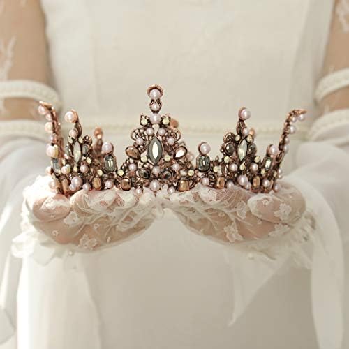 Vjenčana kruna i barokna Tijara od kristala ružičastog zlata, Pune krune, barokna Dolce tijara, traka za glavu, bujni cvjetni