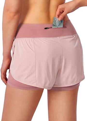 Ženske 2 u 1 kratke hlače hihg struka Spandex kratke hlače Gym Yoga Workion Athletic Shorts za žene s džepovima s patentnim