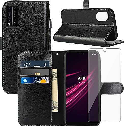 za T-Mobile REVVL V Plus 5G torbica, torbica-novčanik TCL Revvl V + 5G, sa zaštitnom folijom za ekran, remen za ručni zglob