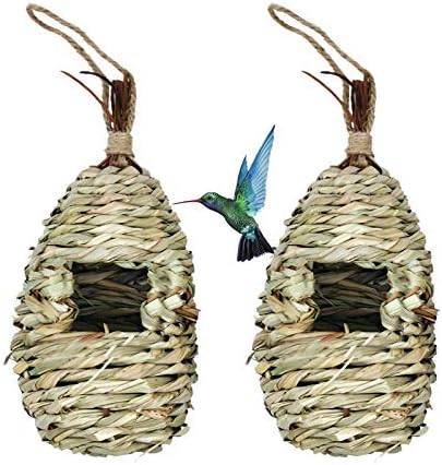 Kućica za ptice Kolibri za vješanje na otvorenom, tkano od prirodne trave, ručno izrađeno gnijezdo Kolibri, džep za