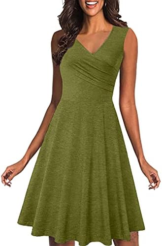 Fragarn Ljetne haljine za žene, V-izrez za rukave modne žene Ljeto Elegantna elegantna haljina srednje dužine
