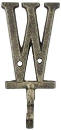 Ručno izrađeni nautički dekor rustikalno zlatno željezo slovo w abeceda zidna kuka 6