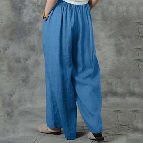 Posteljine hlače za žene kaki visoki uspon Capri široke noge joge hlače Lagane trendovske elastične duljine gležnja