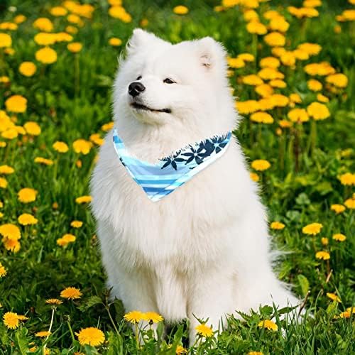 Podesivi pas bandanas 2 komada, plava pruga cvjetni cvjetni mekani kerchief za dnevno odjeljenje za kućne ljubimce, kurve
