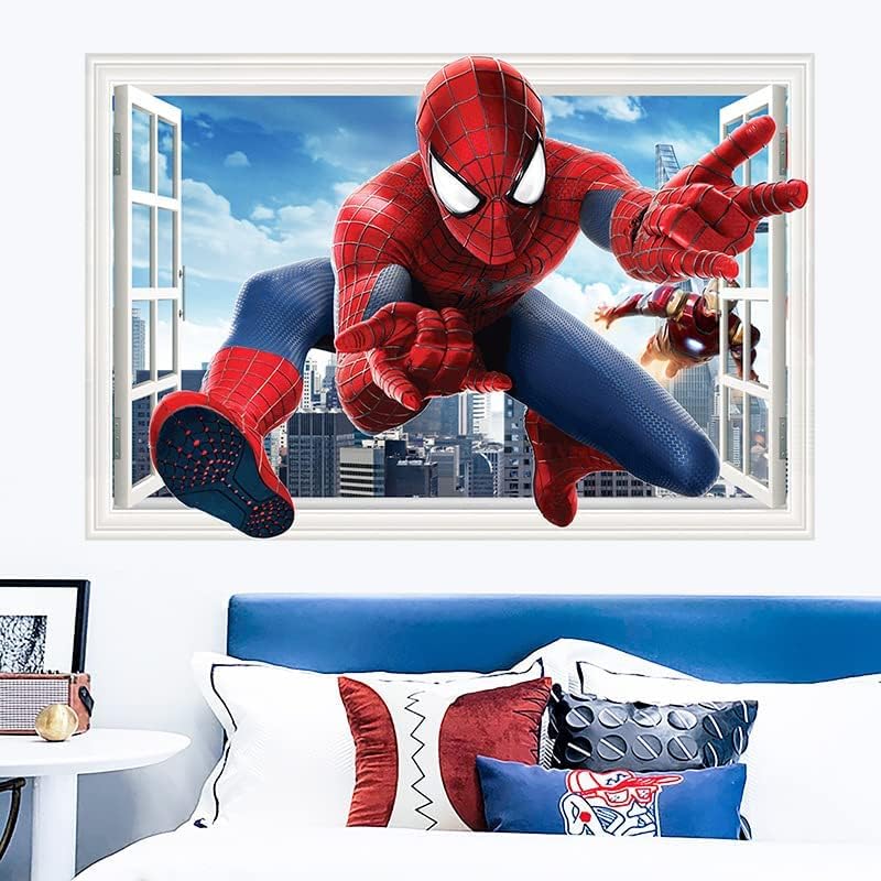 Qiuxia Spiderman zidne naljepnice diy uklonjivi Spiderman Djeca tematska umjetnost dječaka soba zidna naljepnica spavaća