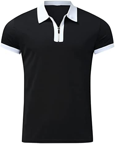 Muške ležerne modne gornje bluze s patentnim zatvaračima Bluza za ovratnik čvrste kratke rukave labave stilske košulje duge