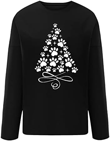 Sretan svijetli božićno drvce Preveliki trenir za žene s dugim rukavima pulover pulover vrhovi odmor Raglan košulja vrh