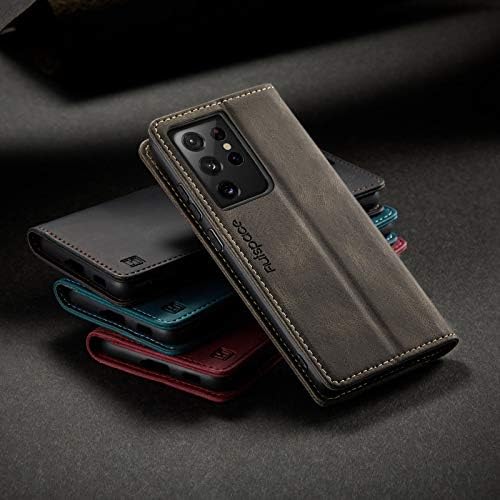 TOHULLE za Samsung Galaxy S21 Ultra Case, starinski torbica-novčanik, držač za kartice oslonac za noge, izgrađen u magnetski