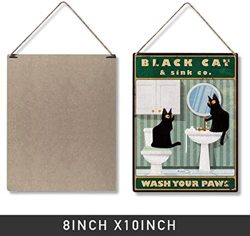 Smiješne crne mačke potpisuju natpisne plakete zid viseće, retro crna mačka i sudoper Co. Operite znak šape za kućni dekor