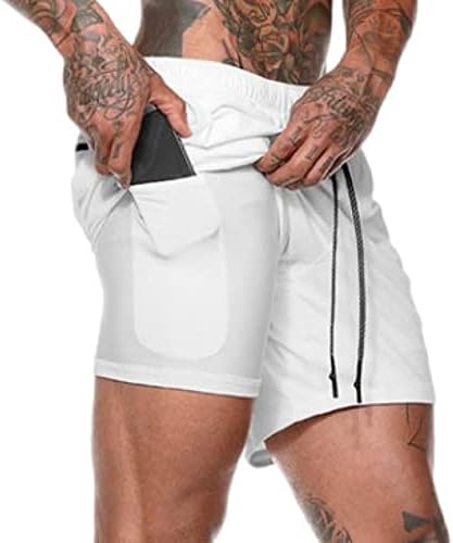 Chyjoey muški 5 inča 2 u 1 trčanju kratkih hlača Atletske kratke hlače hlače brze suhe trening kratke hlače s džepom telefona