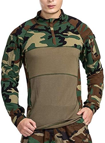 Carwornic muški taktički vojni napadački borbeni košulja dugi rukav Slim Fit Camo majica s patentnim zatvaračem