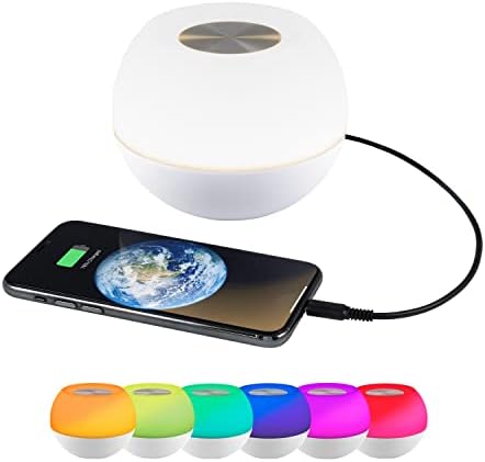 LED Svjetiljka za punjenje u boji koja mijenja boju, Ultra punjenje od 2,4 ampera, moderno noćno svjetlo, zatamnjivo bijelo