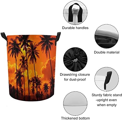 Kalifornijske palme 42L okrugla košara za rublje sklopive košare za odjeću s gornjim vezicama