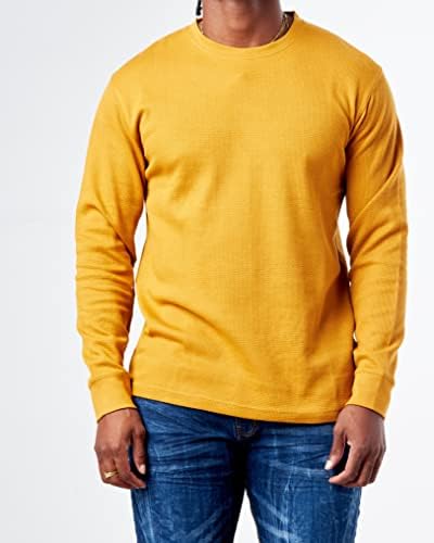 Evolucija dizajna muški osnovni džemper od vafla s dugim rukavima s okruglim vratom, velika majica od malih do 6NDB