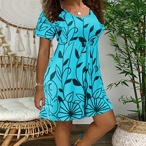 Plus veličina Havajski haljina za žene 2023 okrugli vrat Cvjetni sunčanica Sundress Mini Shocked Mini haljina trendovska
