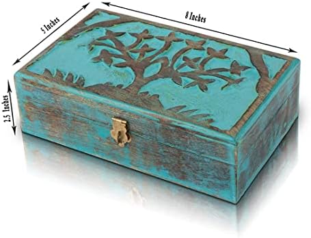 Odlične ideje za poklon za rođendan ručno izrađene ukrasne drvene kutije nakita stablo rezbarenja i zaključavanja i ključnog