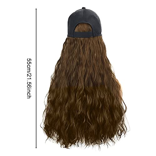 Baseball kapa s nastavkom za kosu 21,56 Odvojivi šešir s perikom s dugom kovrčavom valovitom kosom perike za žene i djevojke